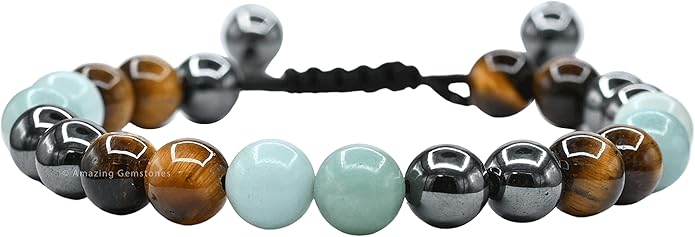 Natural Healing Crystal Bracelet for Women - Mens Bracelet Energy Balancing Gemstones Set - Adjustable Stone Bead Bracelet for Men and Women - Chakra Crystal Therapy Accessory, Meditation