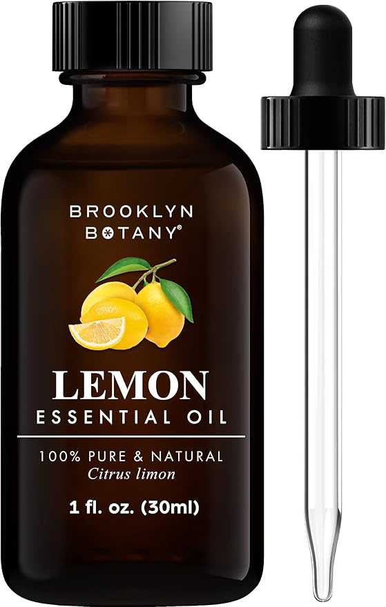 Brooklyn Botany Lemon Essential Oil - 100% Pure and Natural - Premium Grade Oil with Dropper - for Aromatherapy and Diffuser - 1 Fl Oz