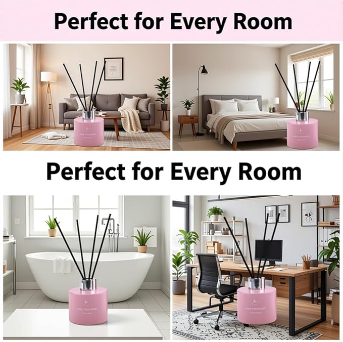 Reed Diffuser Set – 3.38 fl oz (120ml) | Clean Oil Scent Diffuser, Premium Room Décor | Lavender & Pink Fragrance for Home, Holiday, and Hotel Collection.