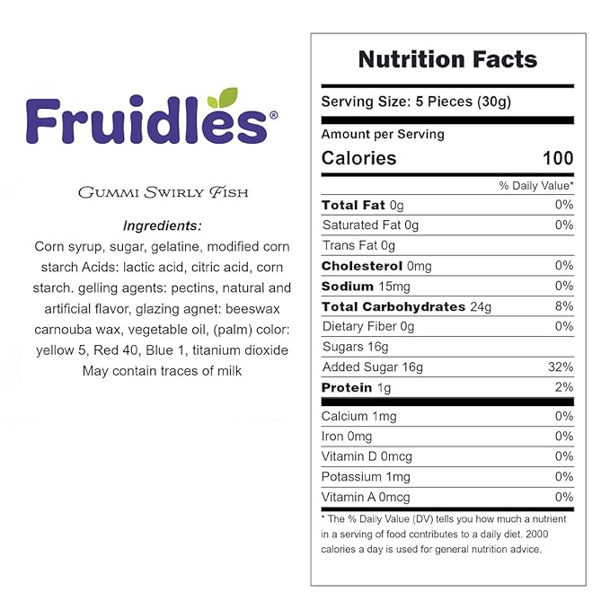 Fruidles Assorted Swirly Gummi Fish Candy, Delicious Fruit Flavors Gummies (1 Pound)
