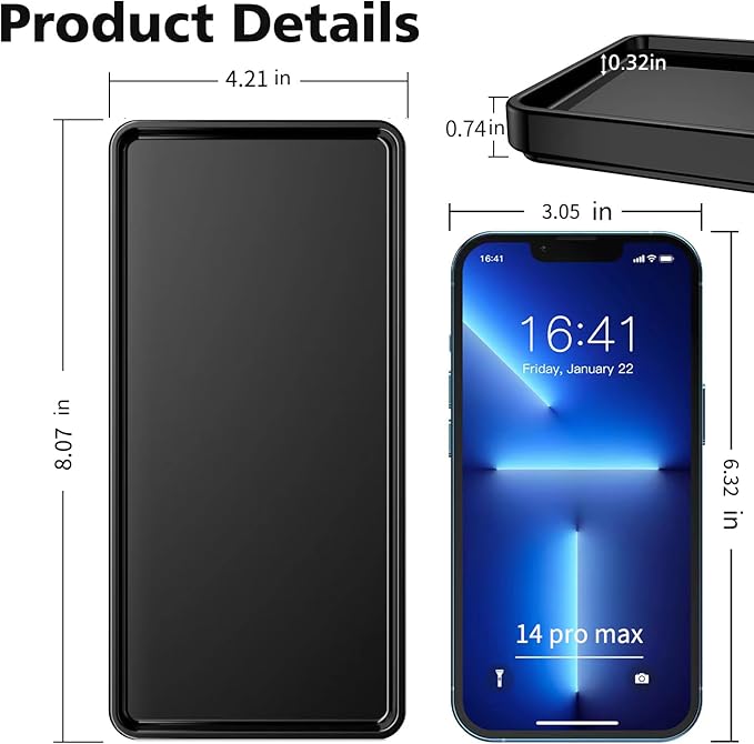 Gurygo 8" Bathroom Trays, Ceramic Vanity Trays for Bathroom, Small Ceramic Tray, Kitchen Soap Tray for Kitchen Counter (Black, 8",Set/1)