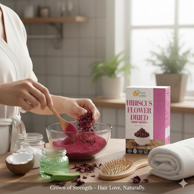 Herbs Botanica Hibiscus Flower Dried Organic For Tea, Hair Growth, Flor De Jamaica Organica Whole Full Flower Petals Cake Decoration & Cocktails 7.05 Oz / 200 Gms