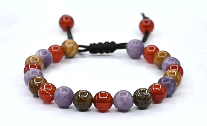 Natural Healing Crystal Bracelet for Women - Mens Bracelet Energy Balancing Gemstones Set - Adjustable Stone Bead Bracelet for Men and Women - Chakra Crystal Therapy Accessory, Meditation