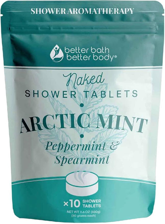 Arctic Mint Shower Tablets (10 Tabs) Natural Scent Formula with Peppermint and Spearmint Essential Oils for Hotel Spa Luxury Shower at Home Made in USA