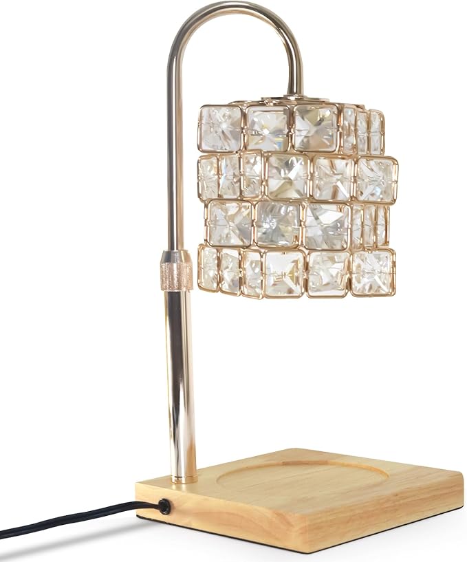 Candle Warmer Lamp Dimmable Wax Melt Warming Lamp with Timer Scented Wax Candle in Jar During Bathing & Yoga & Meditation with 2 Bulbs Home Decor Gift for Female (Diamond Square)