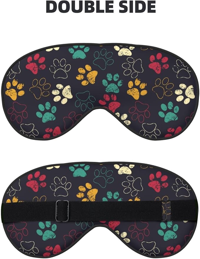 Colorful Paw Print Sleep Mask for Sleeping, Soft Comfort Eye Shade, Blackout Eye Cover, Deep Rest, Travel, Nap, Meditation