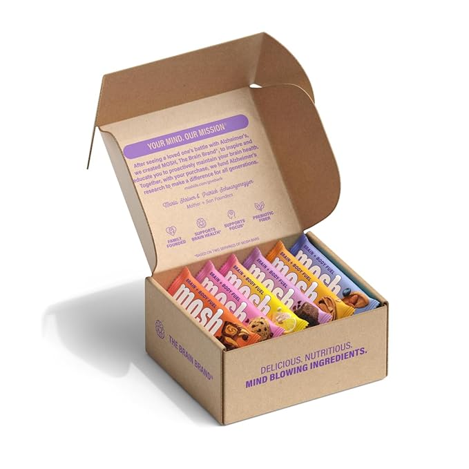 MOSH Variety Pack Keto Protein Bars, High Fiber, Low Carb, Gluten Free, High Protein, Brain Healthy Snack with Ashwagandha, Lion's Mane, 15 Count