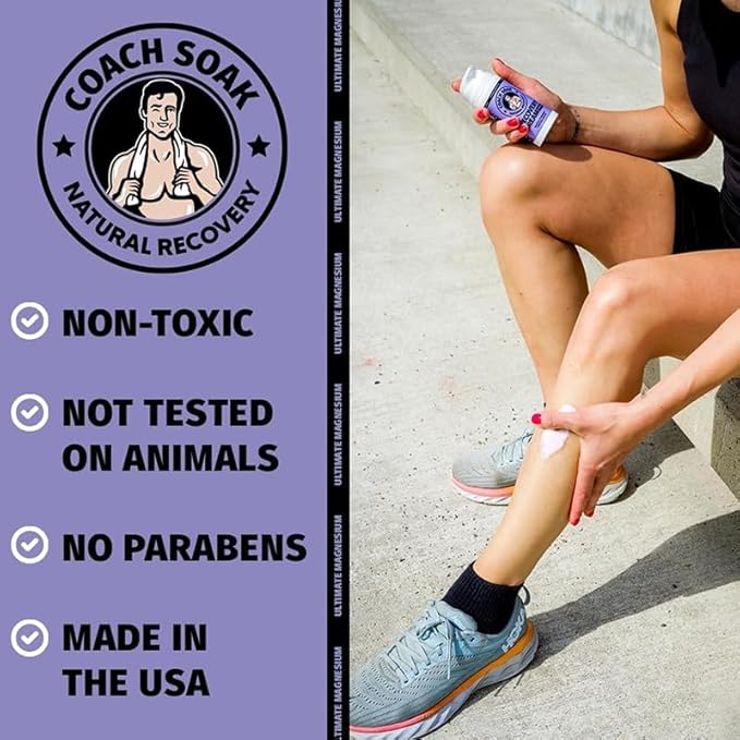 Coach Soak Topical Magnesium Lotion with MSM - Natural Recovery Cream with Magnesium Chloride, Vitamin C & Menthol, Rapid Absorption & Relaxation for Sore Muscles, Lavender (3 Pack, Total 10oz)