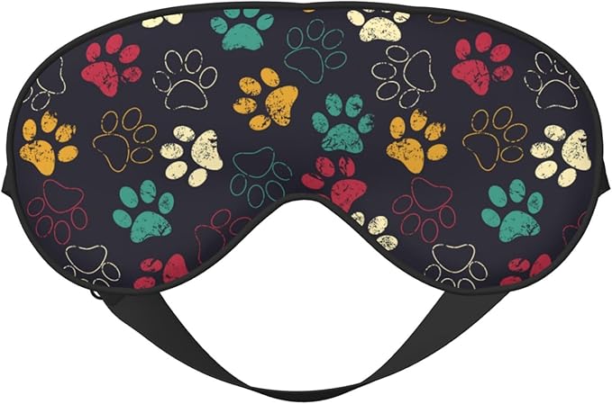 Colorful Paw Print Sleep Mask for Sleeping, Soft Comfort Eye Shade, Blackout Eye Cover, Deep Rest, Travel, Nap, Meditation