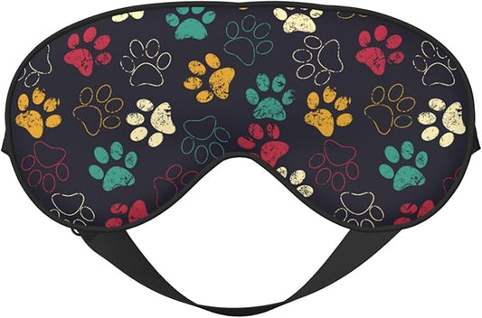 Colorful Paw Print Sleep Mask for Sleeping, Soft Comfort Eye Shade, Blackout Eye Cover, Deep Rest, Travel, Nap, Meditation