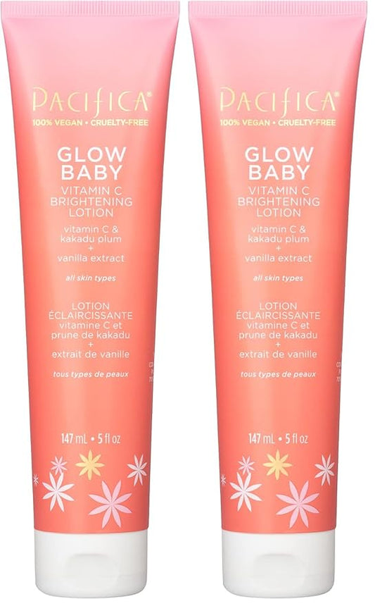 Pacifica Body Lotion Glow Baby Vitamin C Moisturizer - for Skin Brightening - w/Superfood Plant Extracts & Vitamin C & E Care Clean Beauty Vegan & Cruelty-Free Dermatologist Tested (Pack of 2)