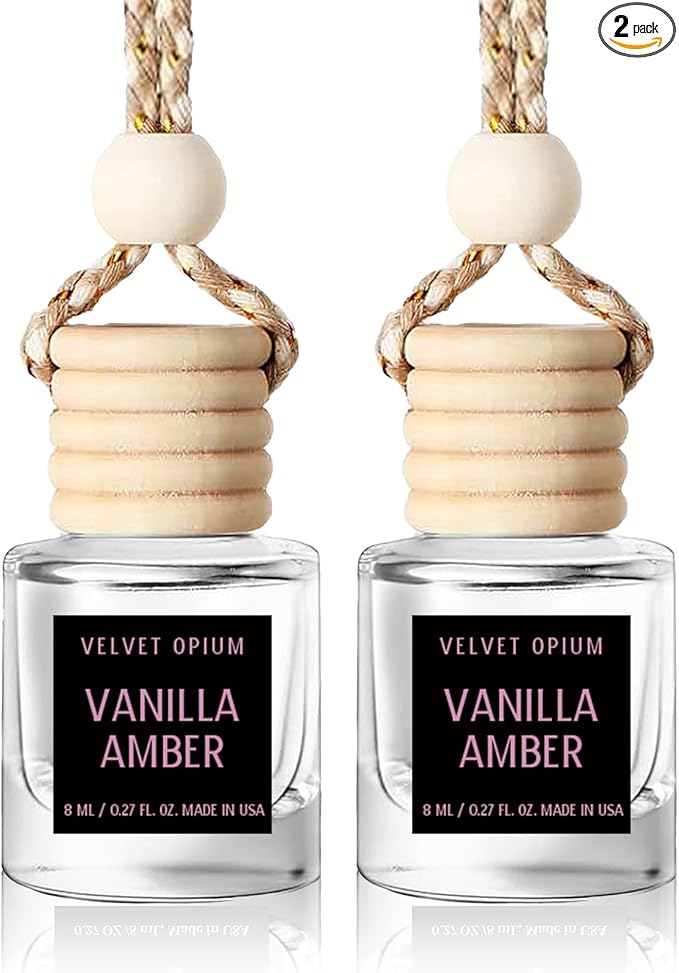 Car Air Freshener Hanging,Cute Air Diffuser for Car, Long Lasting Car Air Fresheners, Car Fresheners for Women, Made in USA Vanilla Amber (2 Pack)