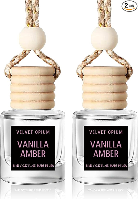 Car Air Freshener Hanging,Cute Air Diffuser for Car, Long Lasting Car Air Fresheners, Car Fresheners for Women, Made in USA Vanilla Amber (2 Pack)