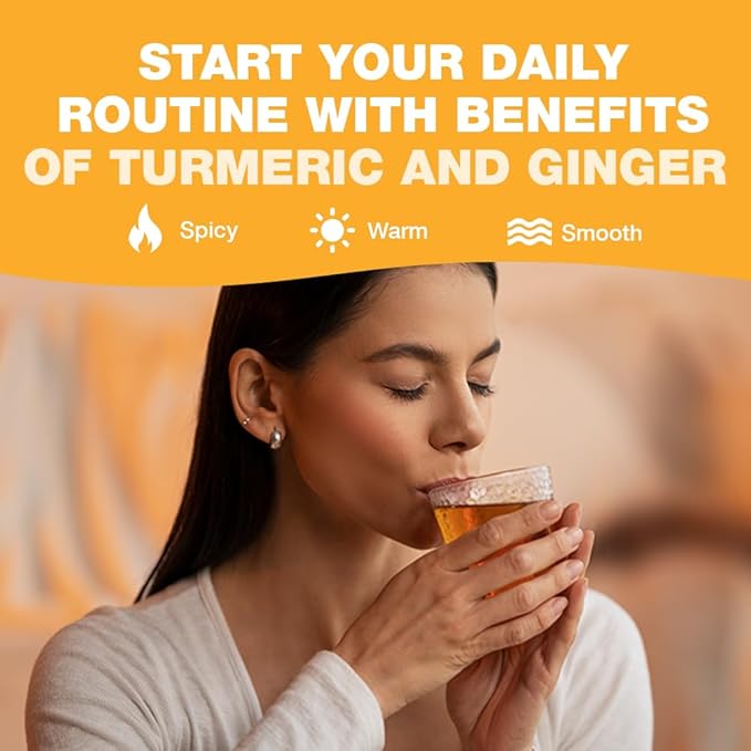 HANDPICK, Organic Turmeric Ginger Tea (100 Tea Bags) | Authentic Indian Origin | Caffeine Free, Gluten Free, Non-GMO | 100% Pure Herbal Blend - Savory & Spicy I Ecofriendly round tea bags