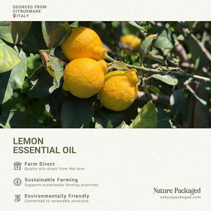 Lemon Essential Oil - Direct from Citrusmade Southern Italy - Cold Pressed - Aceite de Limón for Aromatherapy, Massage, Diffuser, DIY Candle and Soap Making - 8oz