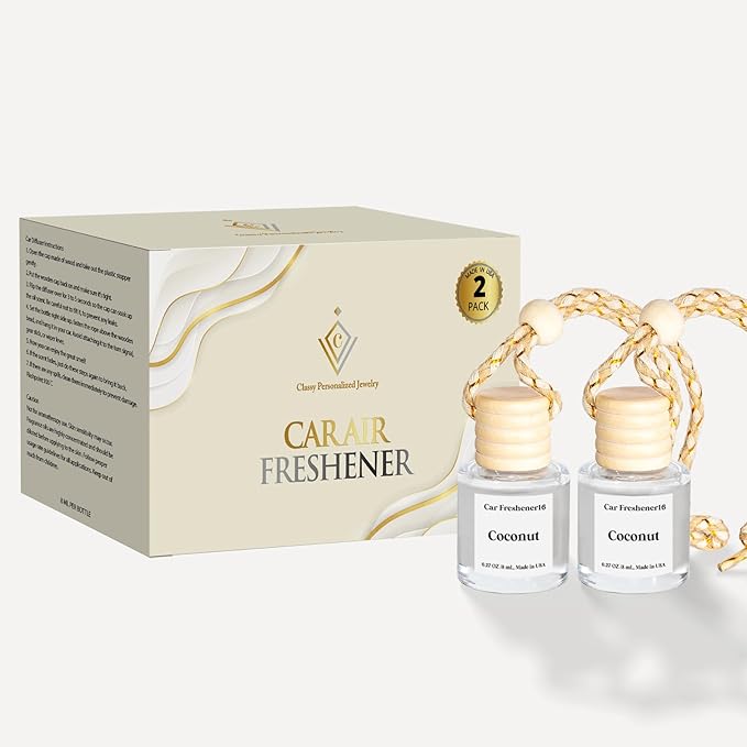 Car Air Freshener Hanging, Car Essential Oil Diffuser,Coconut Cute Car Air Freshener, Car Fresheners Long Lasting, Air Fresheners for Women, Made in USA