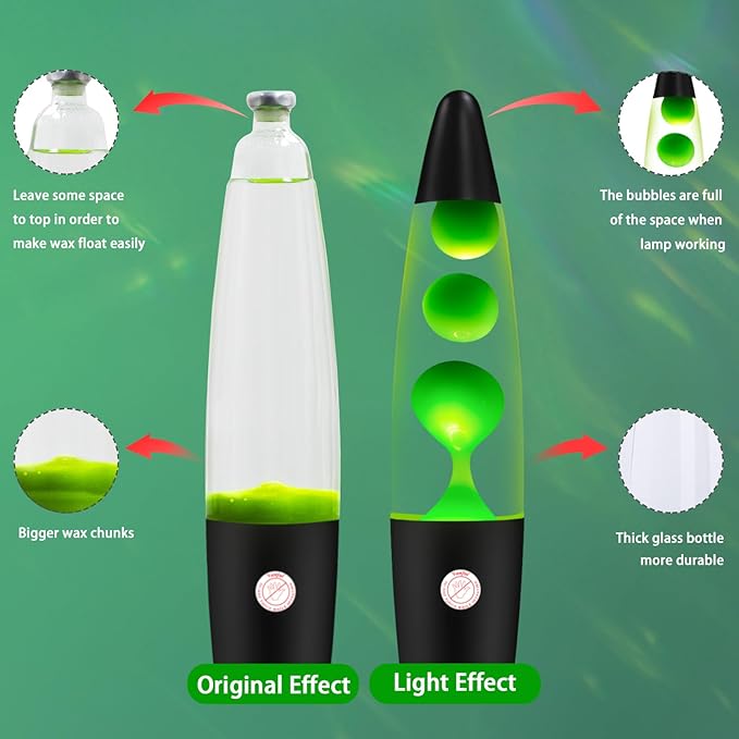 Green Magma Liquid Motion Lamp with Black Base, Mood Lamps for Adults Kids and Boys as Night Light, Glitter Lamps Decoration for Christmas Thanksgiving Day