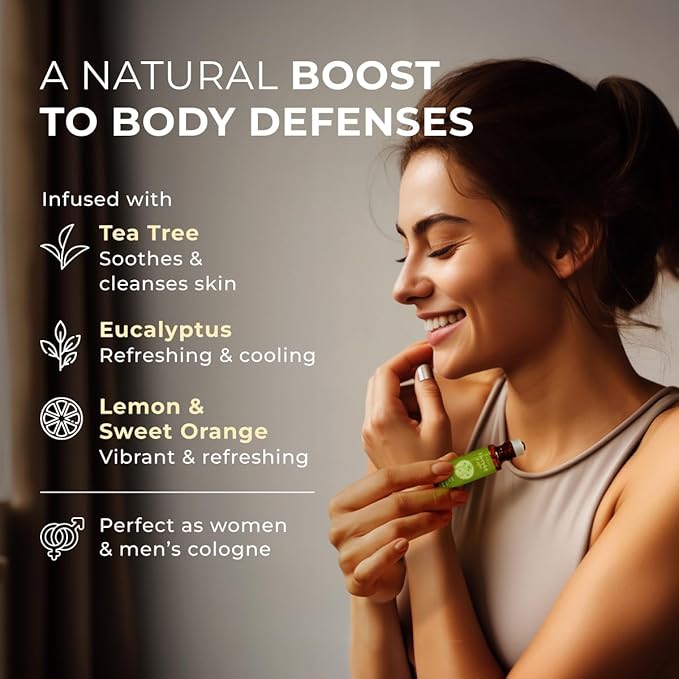 Gya Labs Health Guard Essential Oil Roll On - 0.34 Fl Oz - Travel Size Roller for Camping, Skin, Aromatherapy Relief, Convenience