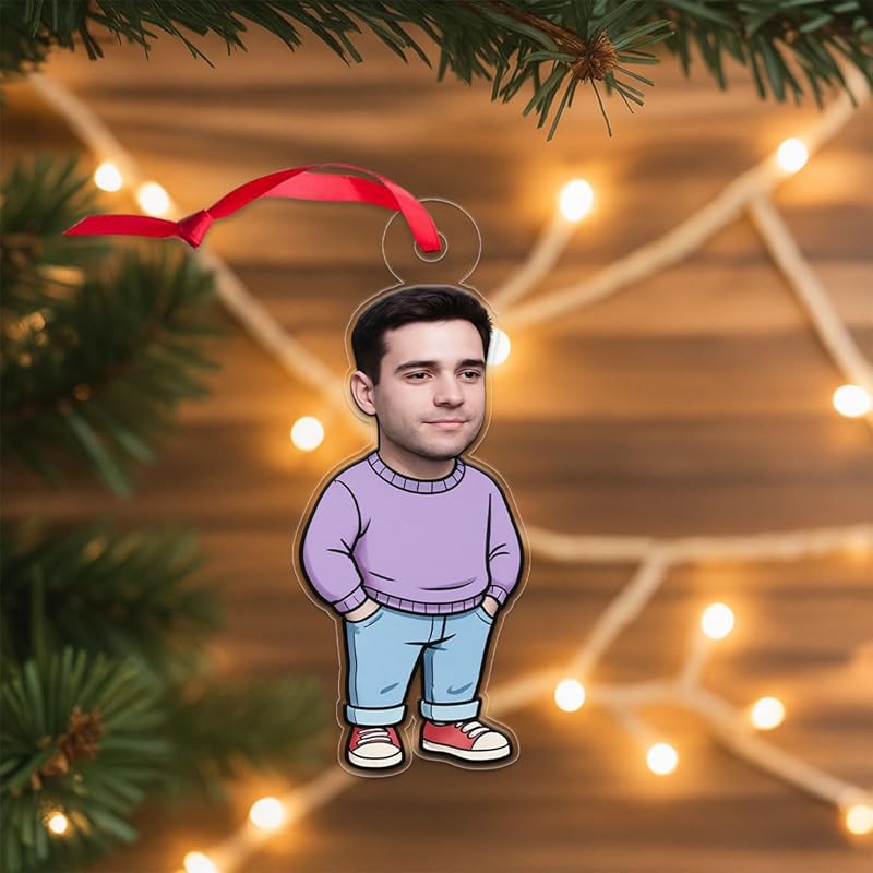 I'm Just A Chill Guy Ornament with Custom Photo, Funny Personalized Christmas Ornament, Holiday Humor Keepsake Acrylic Ornament – Personalized Christmas Tree Decoration, Custom