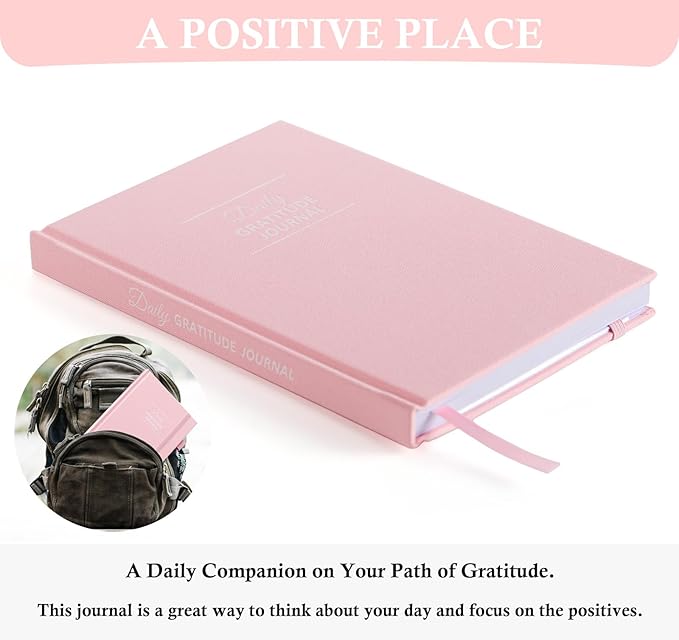 Gratitude Journal with 4 Inspirational Stickers: Undated Daily Gratitude Journal for Women and Men - More Happiness, Affirmation, and Mindfulness in A Few Minutes with Prompts & Quotes (Pink)