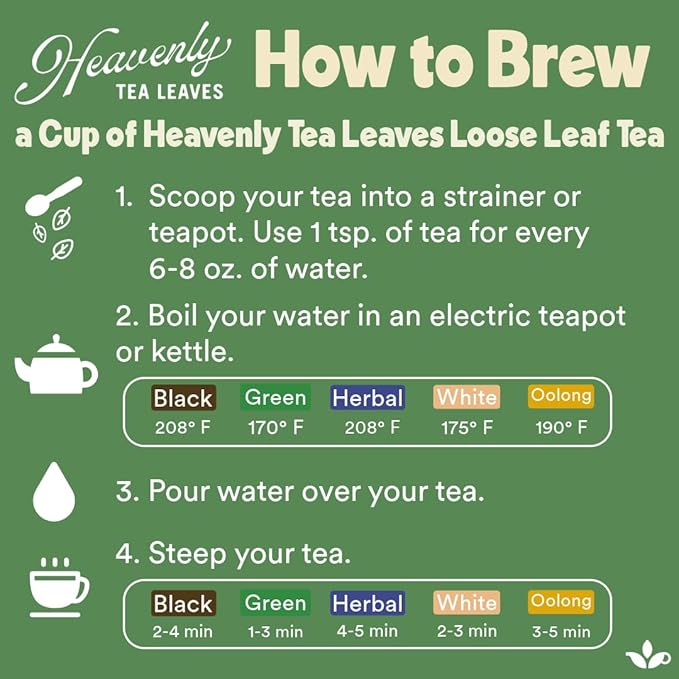 Heavenly Tea Leaves Organic Herbal Loose Leaf Tea Sampler Gift Set (Approx. 90 Cups) | 9 Naturally Caffeine-Free Tisanes | Great Hot or Iced | Assorted Variety Pack | Health & Immune Support