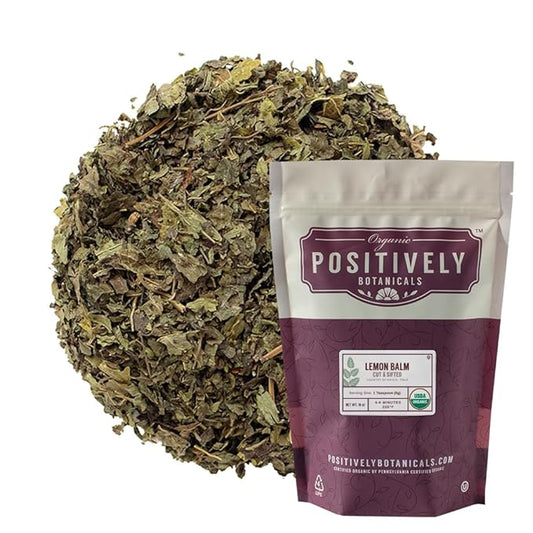 Organic Positively Botanicals Company, Lemon Balm, Herbal Tea Loose Leaf Botanical, 16 Ounce