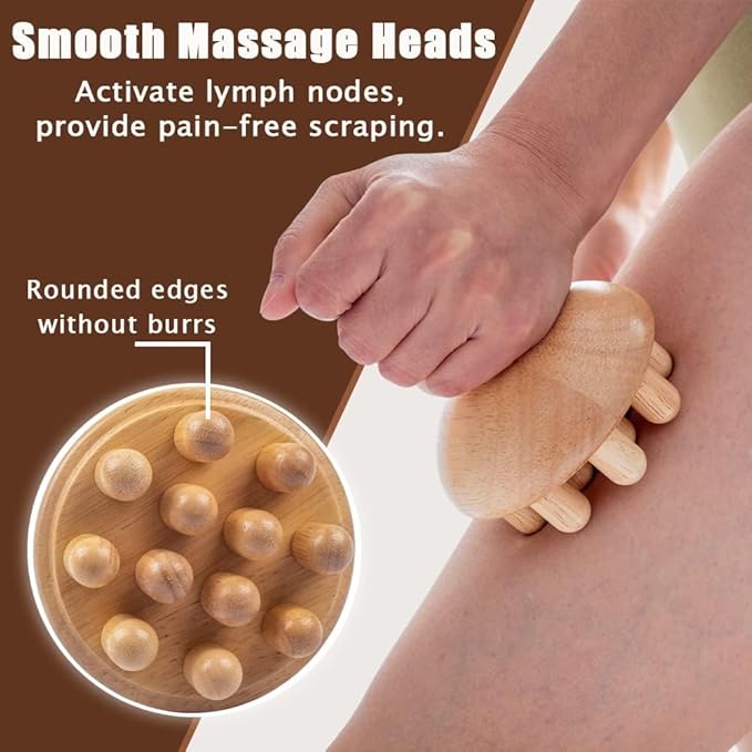 8-in-1 Wood Therapy Massage Tools, Lymphatic Drainage Massager Maderoterapia Kit, Wooden Massager Body Sculpting Tools for Muscle Pain Relief, Anti-Cellulite, Body Contouring and Shaping