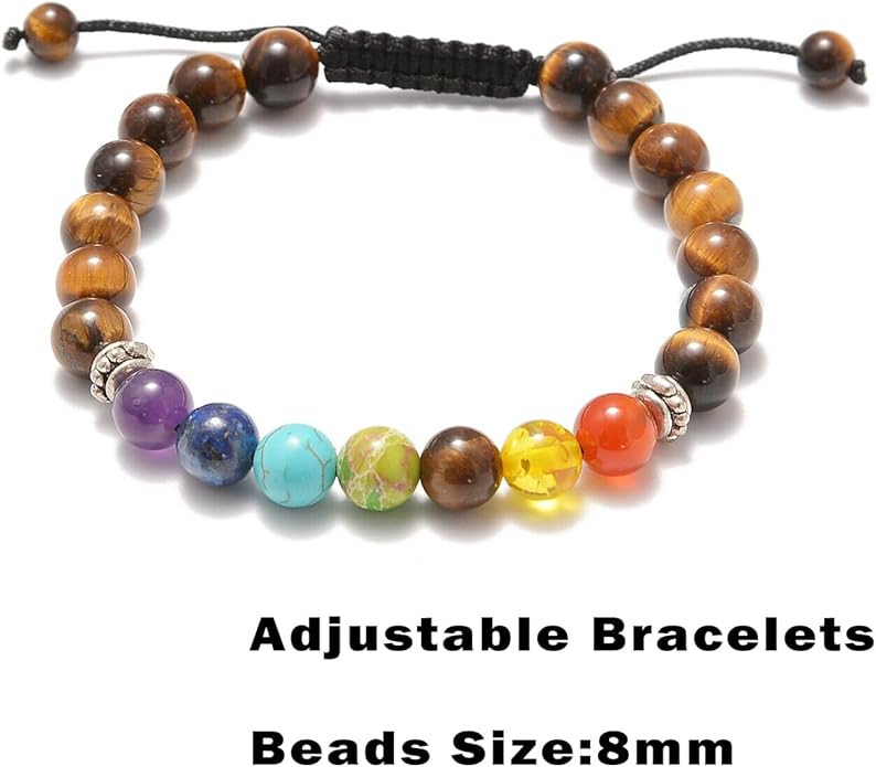 AD Beads 2Pcs His & Hers Distance Beads Bracelets Elastic Natural Stone Yoga Bracelet