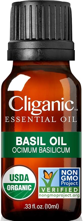Cliganic Organic Basil Essential Oil, 100% Pure Natural for Aromatherapy | Non-GMO Verified