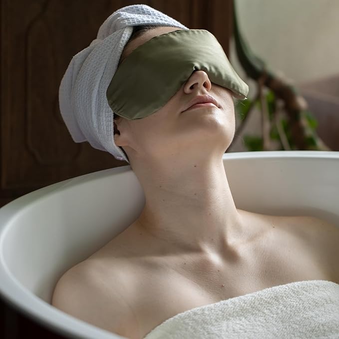 Weighted Eye Pillow for Relaxation, Sleeping, Yoga, SPA and Travelling, 100% Natural Crystals Mixed with Labradorite and Obsidian, Cooling Eye Pillow, Reusable, Relaxation Gift for Women