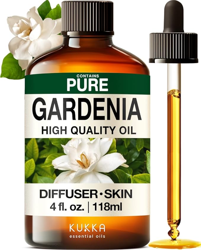 KUKKA Gardenia Essential Oils - 4 Fl Oz - for Hair, Skin, Diffuser, Aromatherapy & DIY Soap Making Scent