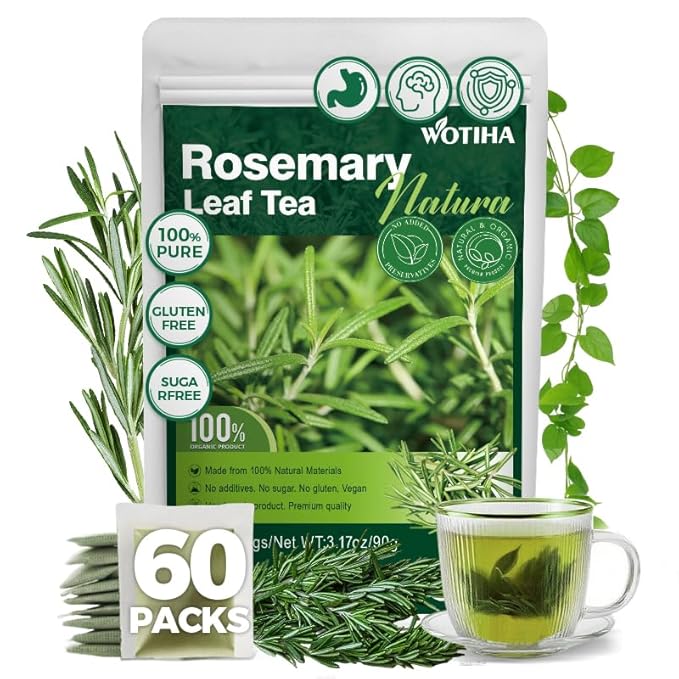 WOTIHA Natural Rosemary Leaf Tea 90g.60 Teabags.100% Pure Natural Rosemary Leaves,No Additives & Caffeine Free. Pure Herbal Tea
