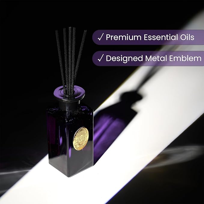 M&SENSE 6.3 oz Large Reed Diffuser Set | Lavender Glow Scent Oil Diffuser with Sticks | Hotel Collection Non-Toxic Essential Oil |for Bedroom Bathroom Living Room