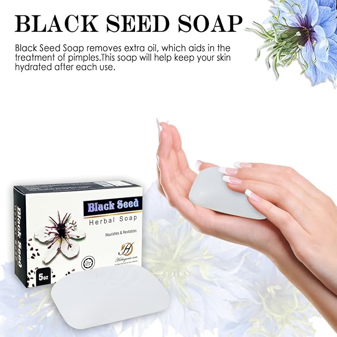 HERBOGANIC Blackseed Herbal Soap | Pack of 6 of 5oz soap Bar | Ideal for Men and Women, Soothing and Nourishing Soap for Moisturization