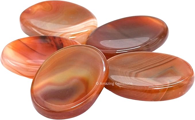 Amazing Gemstone Carnelian Onyx Worry Stone, Healing Crystals - Piedra Crystal Fidget for Gift, Meditation, Calming, Relaxation, Stress Relief
