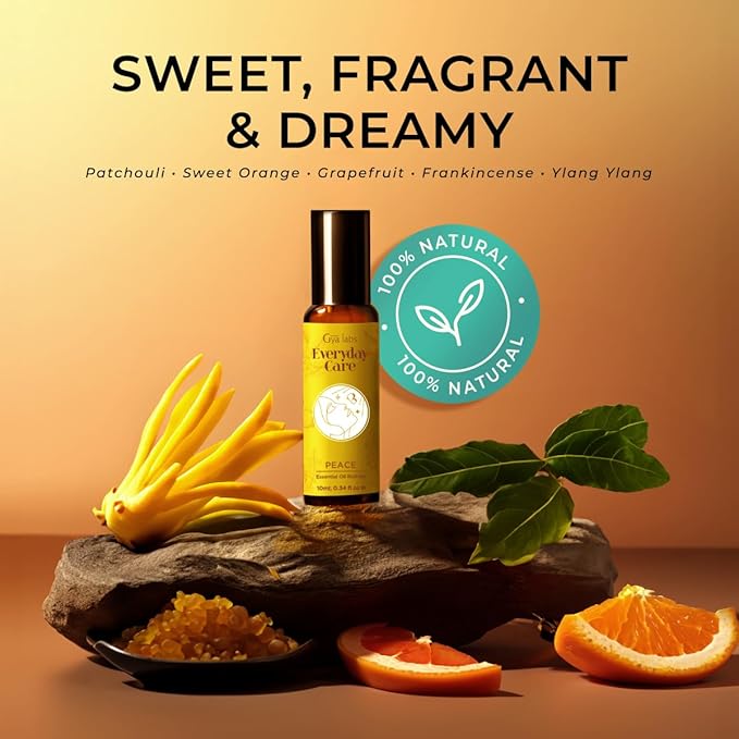 Gya Labs Peace Essential Oil Roll On - 0.34 Fl Oz - Travel Size Roller for Camping, Skin, Aromatherapy Relief, Convenience