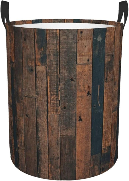 Laundry Basket Retro Wood Grain Collapsible Large Capacity, 63l Dirty Clothes Basket Durable Lightweight Hamper With Handles Ideal For Clothes, Toys Home Organization