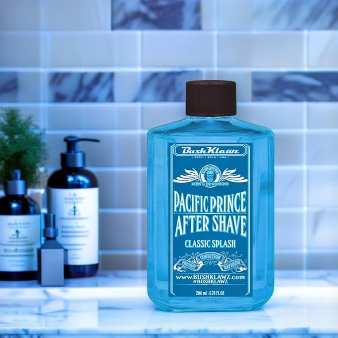 BushKlawz Classic Refreshing Cooling Soothing Barbershop After Shave Lotion Balm Toner Splash Pacific Prince Satisfy all Types of Viking Cannon Black Prime AfterShave Tonic Cologne