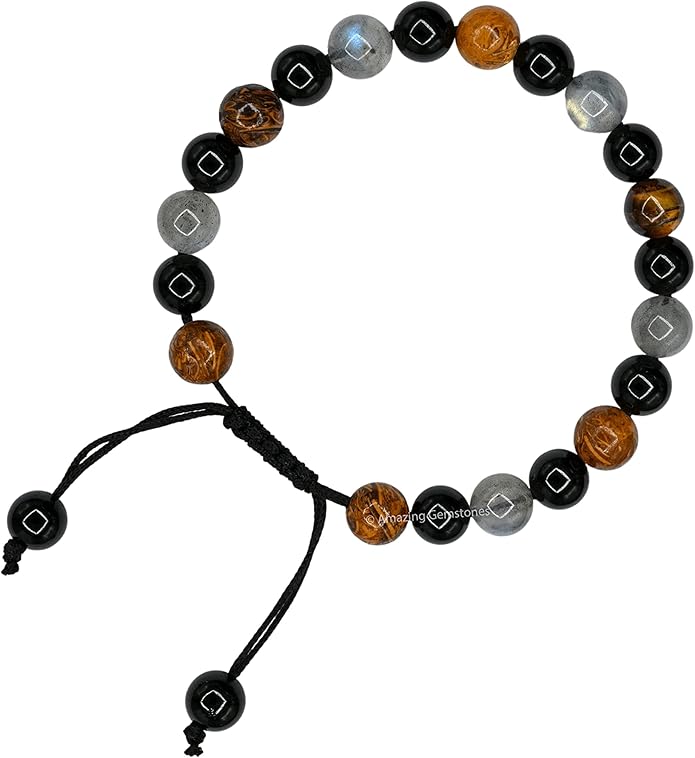 Natural Healing Crystal Bracelet for Women - Mens Bracelet Energy Balancing Gemstones Set - Adjustable Stone Bead Bracelet for Men and Women - Chakra Crystal Therapy Accessory, Meditation