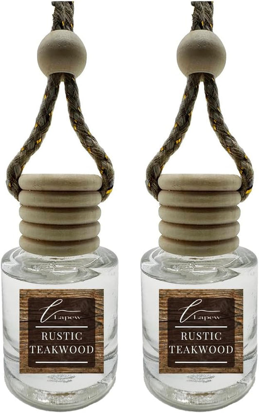 Car Air Freshener Diffuser – 2 Pack Hanging Air Freshener Diffuser (.34 Oz, Rustic Teakwood)