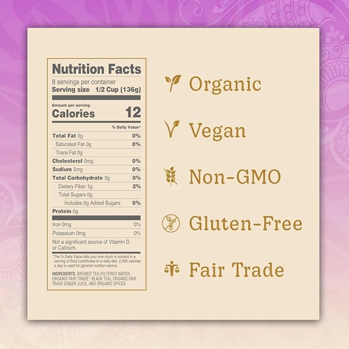 Bhakti Chai Tea Concentrate | Sugar-Free, Fresh Organic Ginger, Black Tea, Spiced, Dairy-Free, Vegan (Pack of 6)