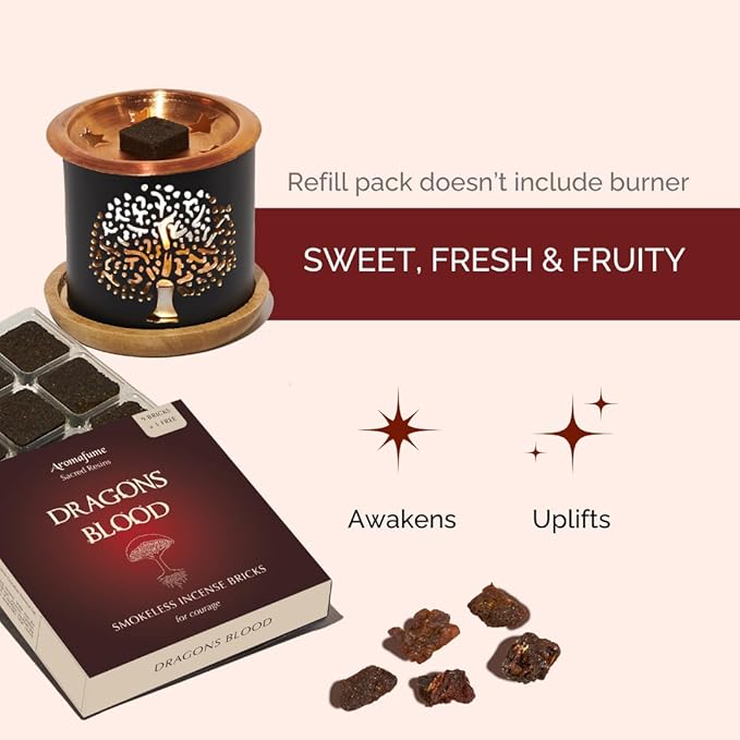 Aromafume Dragons Blood Incense Bricks (3 Trays x 9 Pieces Each) | Ideal for Positive Vibe Generation, clearing Negative Energy, Purification, Relaxation, Healing & Rituals | Refill Pack