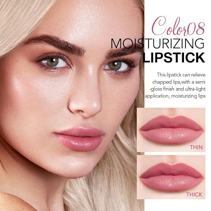 2Pcs Tinted Lip Balm Moisturizing Lipstick – Waterproof Hydrating Matte Lip Balm for Women, Creamy Natural Color Stain for Dry Lips, Soft Matte Finish (#5 Deep Cherry Brown & #08 Alluring Pink)