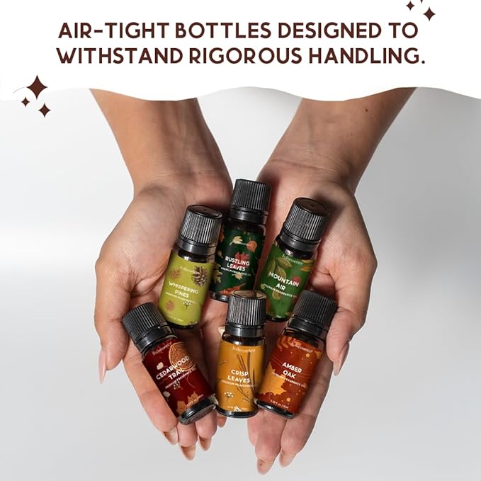 Folkulture Essential Oils for Home | Set of 6 (0.34 fl oz x 6) Fall Essential Oil or Diffuser Oils for Relaxation | Cedarwood Essential Oil or Fall Scents | Amber Oak Fall Essentials for Women