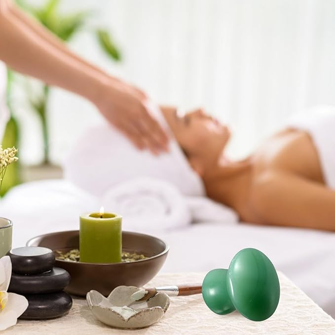 2Pcs Mushroom Head Massage Stone Natural guasha Stone for face Rolling Board Skin Scraping Massage face Sculpting Tool guasha for face spa Jade Plate Aventurine Jade Cosmetic