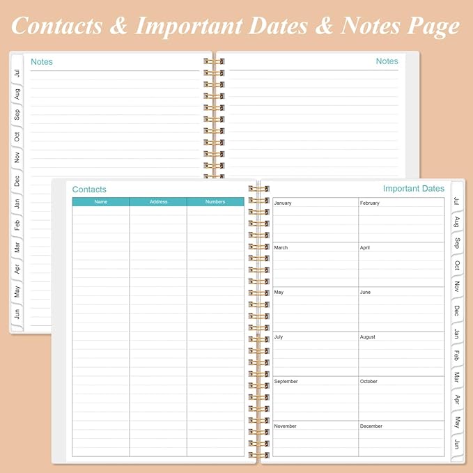 2025-2026 Daily & Monthly Planner - One Page Per Day, Daily Planner from July 2025 to June 2026, Planner 2025-2026 with 12 Monthly Tabs, 6.4" x 8.5", Rose Flower