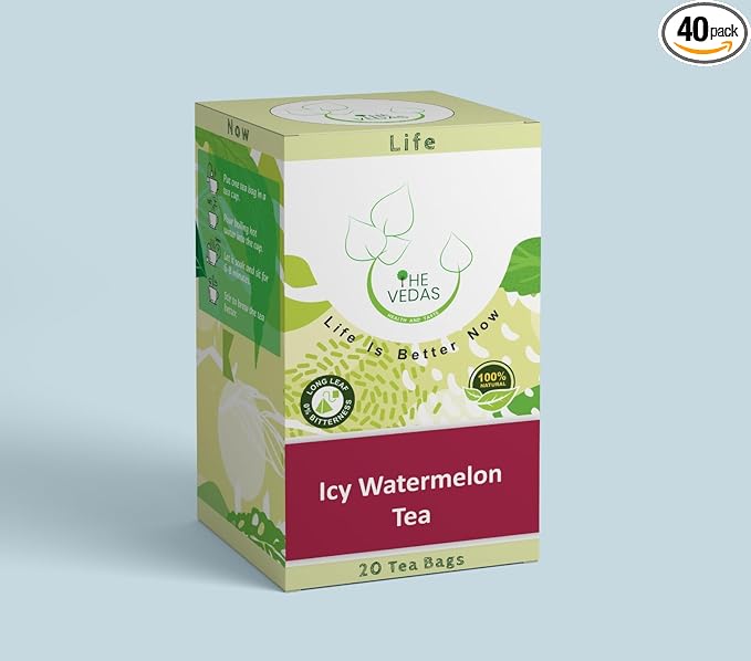 THE VEDAS Icy Watermelon Tea | Herbal Tea | Biodegradable Cotton Teabags | 40 Tea Bags(Pack of 2)