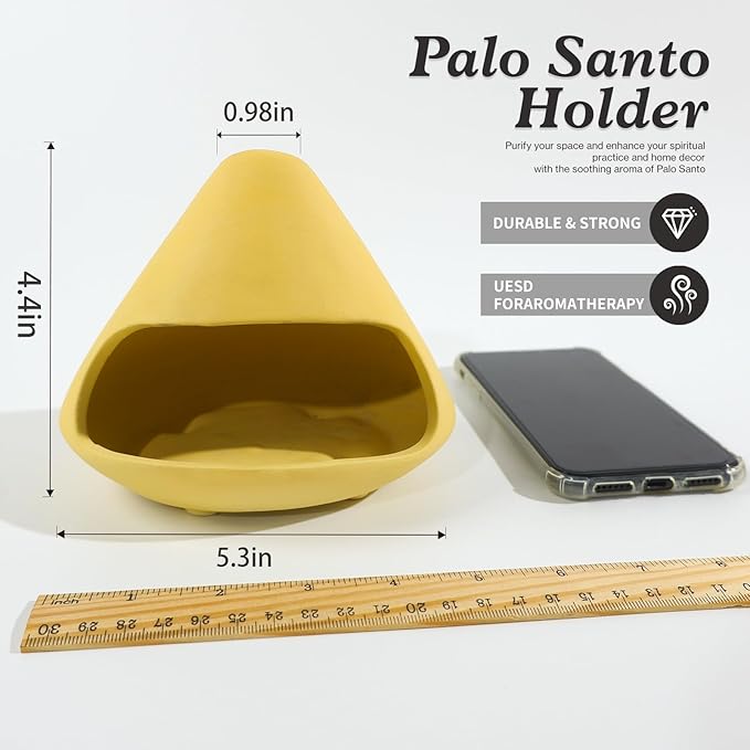 Palo Santo Holder Incense Burner-Unique Zongzi-Shaped Clay Smudge Bowl for Sage,Copal,and Stick Incense-Mini Chiminea Meditation Tool for Zen Decor for Energy, Yoga, Meditation & Aromatherapy