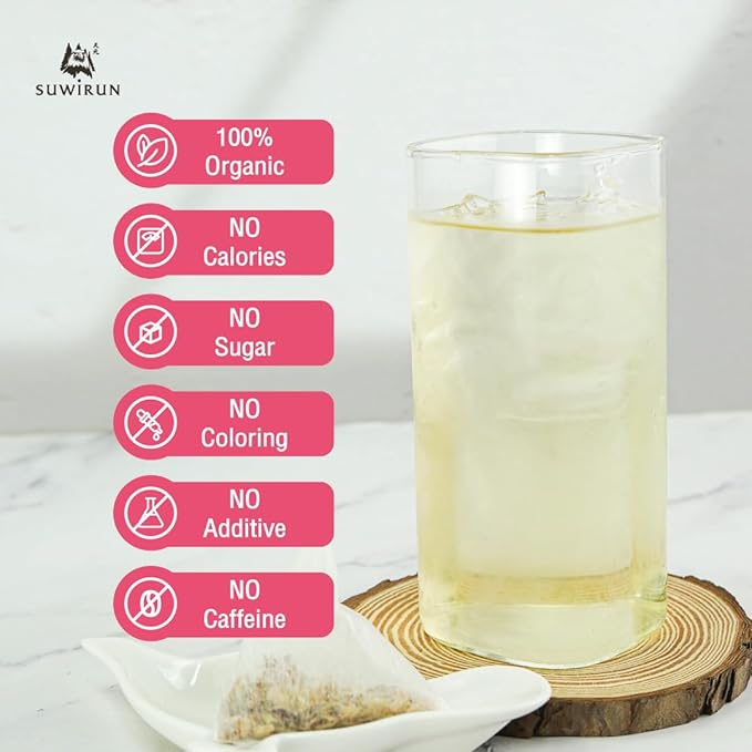 Suwirun Organic Lemongrass Tea 25 Bags – Product of Thailand – Citrusy & Refreshing Herbal Tea, Caffeine-Free, No Calories, Soothes Throat & Aids Digestion, Enjoy Hot or Cold