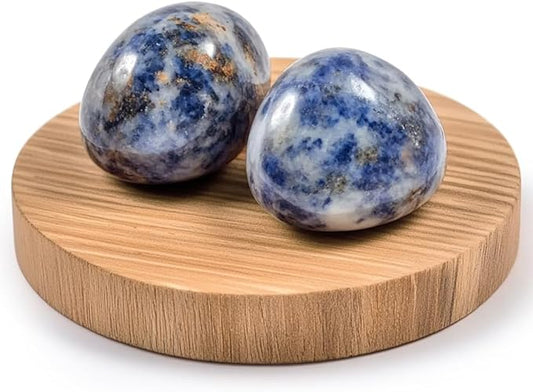 Polished Blue Spot Jasper Crystal Stones - 2 Pcs of 1.2" Worry Stone for Anxiety, Pocket Palm Stone Super Large Handpicked Natural Tumbled Gemstones for Meditation, Reiki, Chakra Healing, Home Decor